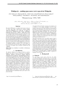 Wikispeech – Enabling Open Source Text-To-Speech for Wikipedia