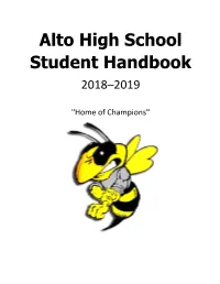Alto High School Student Handbook 2018–2019