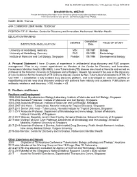 Biographical Sketch Format Page