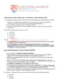 Daily Current Affairs Prelims Quiz - 04-09-2020 - (Online Prelims Test)