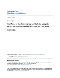 Host Range of Mycobacteriophage and Exploring Lysogenic Relationships Between Mycobacteriophage and Their Hosts