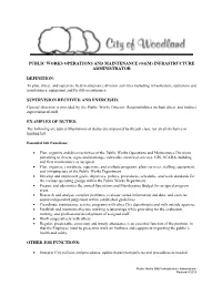 Public Works Operations and Maintenance (O&M)