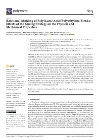 Rotational Molding of Poly(Lactic Acid)/Polyethylene Blends: Effects of the Mixing Strategy on the Physical and Mechanical Properties