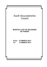 MONTHLY LIST of DECISIONS by PARISH From: 01 MARCH 2011 To
