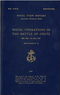 Naval Operations in the Battle of Crete