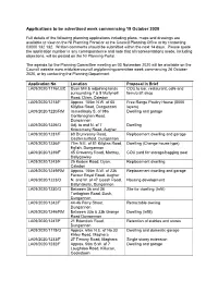 Planning Applications Advertised Week Commencing 19 October 2020