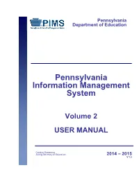 2014-2015 PIMS Manual Vol 2 V1.0