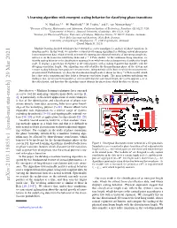 A Learning Algorithm with Emergent Scaling Behavior for Classifying Phase Transitions