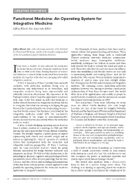 An Operating System for Integrative Medicine Jeffrey Bland,Phd, Associate Editor
