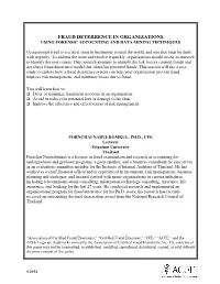 Fraud Deterrence in Organizations Using Forensic Accounting and Data Mining Techniques