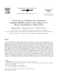 (MLHS) Method in the Estimation of a Mixed Logit Model for Vehicle Choice