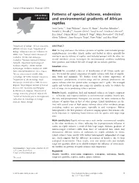 Patterns of Species Richness, Endemism and Environmental Gradients of African Reptiles