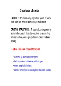Structures of Solids