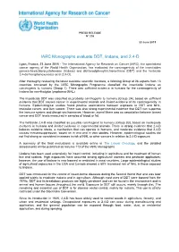 IARC Monographs Evaluate DDT, Lindane, and 2,4-D