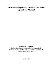 Institutional Quality Assurance Cell Fund Operations Manual