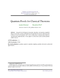 Quantum Proofs for Classical Theorems