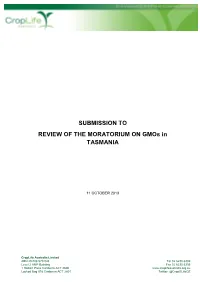 SUBMISSION to REVIEW of the MORATORIUM on Gmos in TASMANIA