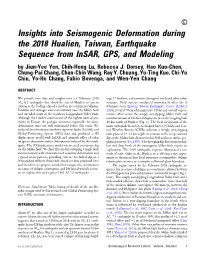Insights Into Seismogenic Deformation During the 2018 Hualien, Taiwan, Earthquake Sequence from Insar, GPS, and Modeling by Jiun-Yee Yen, Chih-Heng Lu, Rebecca J