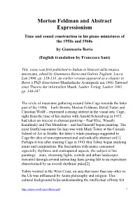 Morton Feldman and Abstract Expressionism