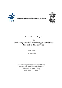 Telecom R Consultation Paper on Developing a Unified Numbering