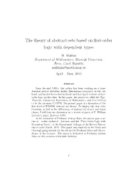 The Theory of Abstract Sets Based on First-Order Logic with Dependent Types