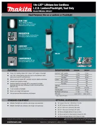 18V LXT® Lithium-Ion Cordless L.E.D. Lantern/Flashlight, Tool Only Model DML806, DML807 Dual Purpose; Use As a Lantern Or Flashlight
