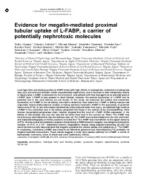 Evidence for Megalin-Mediated Proximal Tubular Uptake of L-FABP, a Carrier of Potentially Nephrotoxic Molecules