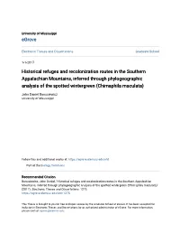 Historical Refuges and Recolonization Routes in the Southern Appalachian Mountains, Inferred Through Phylogeographic Analysis Of