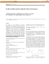 In Silico Docking Analysis of Piperine with Cyclooxygenases