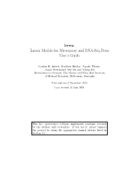 Limma: Linear Models for Microarray and RNA-Seq Data User’S Guide