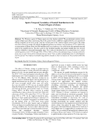 Spatio-Temporal Variability of Rainfall Distribution in the Western Region of Ghana