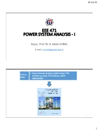Eee 471 Power System Analysis - I