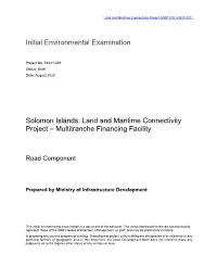 Land and Maritime Connectivity Project: Road Component Initial