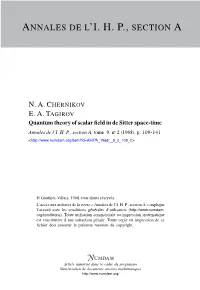Quantum Theory of Scalar Field in De Sitter Space-Time