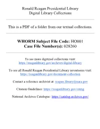 WHORM Subject File Code: HO001 Case File Number(S): 028260