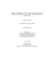 A Structural Analysis of Personal Experience Narratives, the Federal Writers‘ Project to Storycorps