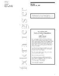 Code of Federal Regulations GPO Access