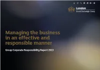 Corporate Responsibility Report 2013 London Stock Exchange Group Plc Corporate Responsibility Report 2013