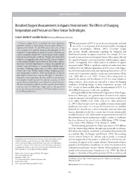 Dissolved Oxygen Measurements in Aquatic Environments: the E! Ects of Changing Temperature and Pressure on Three Sensor Technologies