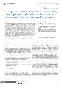 Geological Occurrence of the Ecce Homo Hill´S Cave, Chimichagua (Cesar), Colombia: an Alternative for Socio-Economic Development Based on Geotourism