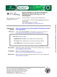 Human Dendritic Cell–Derived Induced Pluripotent Stem Cell Lines Are Not Immunogenic