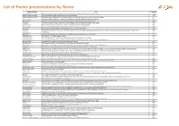 List of Poster Presentations by Name