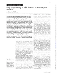 Early Programming of Adult Diseases in Resource Poor Countries
