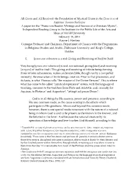 Given and All Received: the Foundation of Mystical Union in the Deus in Se of Aquinas' Summa Theologiae a Paper for the I