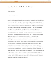 Popper, Objectification and the Problem of the Public Sphere