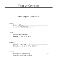 Table of Contents