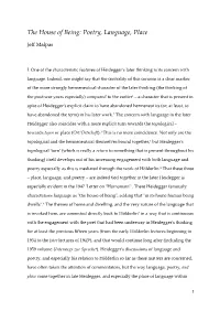 The House of Being: Poetry, Language, Place