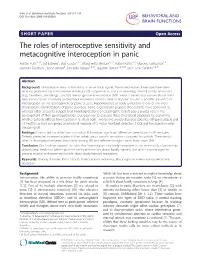 The Roles of Interoceptive Sensitivity and Metacognitive