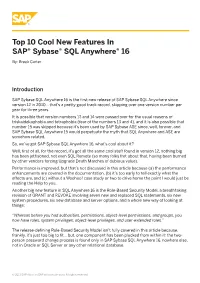 Top 10 Cool New Features in SAP® Sybase® SQL Anywhere® 16