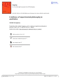 A Defence of Experimental Philosophy in Aesthetics